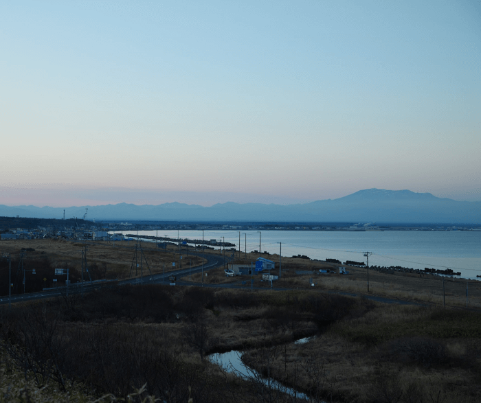 標津町の夕焼けと海